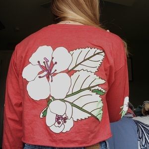 Red cropped long sleeve